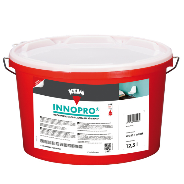 KEIM Innopro 12,5L weiß, Hochdeckend, pilz- und schimmelwidrig, hoch diffusionsfähige Sol Silikatfarbe, lange Offenzeit