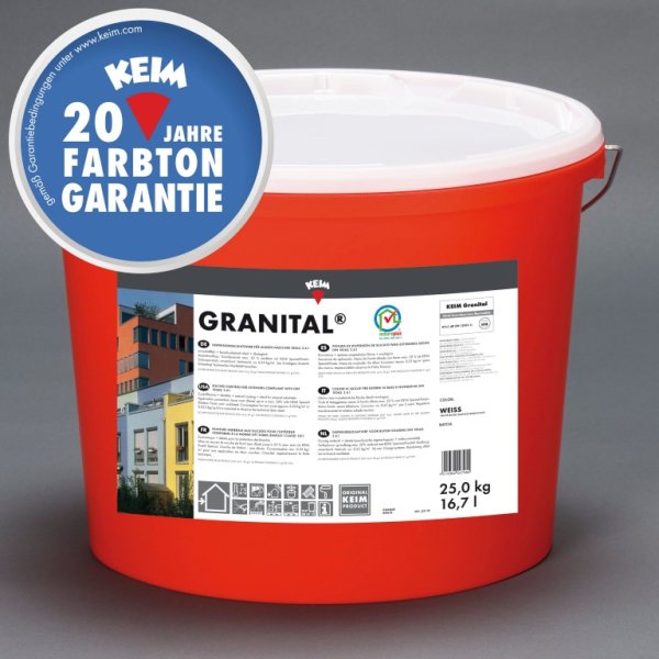 KEIM Granital® 2,5KG Altweiß 9870, Dispersionssilikatfarbe, pilz- und algenwidrig, umweltfreundlich, wasserabweisend, hohe Witterungsbeständigkeit