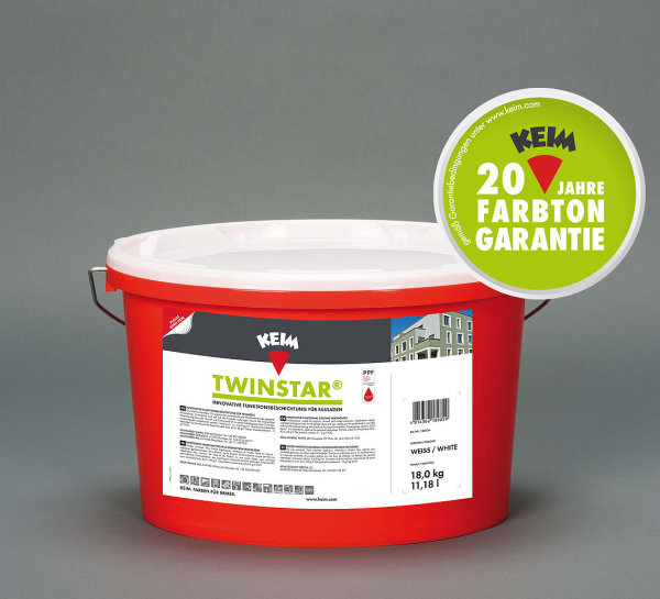 KEIM Twinstar®, Fassadenfarbe 2 in1“-Beschichtung, hoch witterungsbeständig, Schutz vor Algen und Pilzen ganz ohne biozid