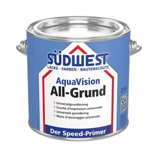 SÜDWEST AquaVision® All-Grund weiß 2,5L, extrem schnell trocknender Haftvermittler für innen und außen, f. zahlreiche Untergründe