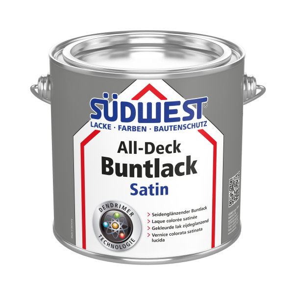 SÜDWEST All-Deck® Buntlack Satin 0,75L RAL 6005, stoßfest, schlagfest, wetterbeständig, hochwertige Lackierarbeiten innen und außen