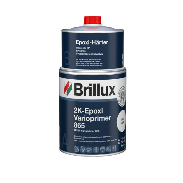 Brillux 2K-Epoxi Varioprimer 865, 1L Dose, rostpassivierender haftvermittelnde Grundierung, extrem haftvermittelnd, f&uuml;r au&szlig;en und innen