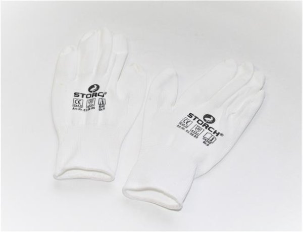STORCH Nylon-Handschuhe Gr. L/9 PU beschichtet Kat. 2, EN 388, Atmungsaktiver Handrücken, Griffsicherheit auch bei Feuchtigkeit