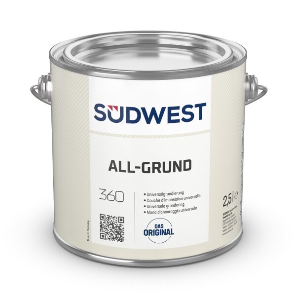 SÜDWEST All-Grund 2,5L schwarz, Grundierung und Haftvermittler f. Holz/Metall/uvm.,aktivem Rostschutz, isoliert Holzinhaltsstoffe