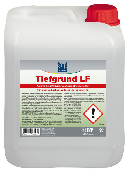 Buzzard Tiefgrund-Konzentrat LF 5L, Lösemittelfreie Acrylat-Grundierung f. Innen/Außen, zur Verfestigung und Regulierung der Saugkraft