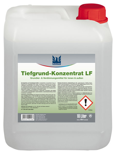 Buzzard Tiefgrund-Konzentrat LF 10L, Lösemittelfreie Acrylat-Grundierung f. Innen/Außen, zur Verfestigung und Regulierung der Saugkraft