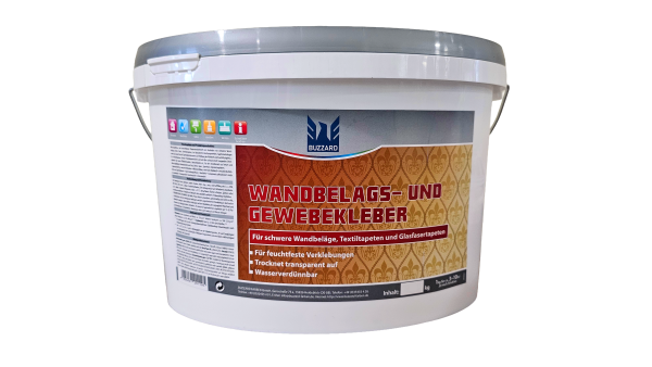 BUZZARD Wandbelags-/Gewebekleber Dispersionskleber für Innenbereich – hohe Klebkraft, feuchtfest, ideal für Textil- und Glasfasertapeten
