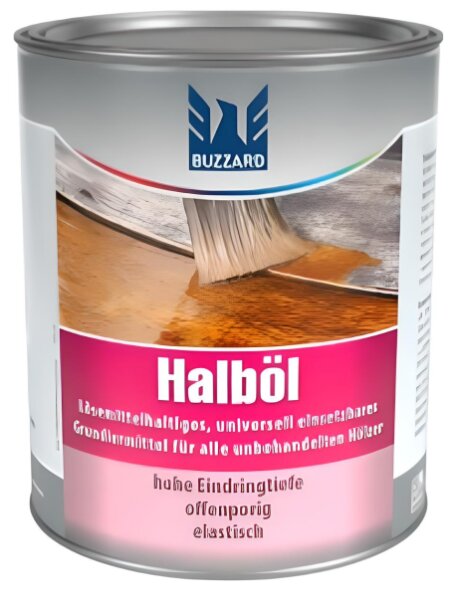Buzzard Halböl (Lb) 750 ml, wasserabweisend, haftvermittelnd für nachfolgende ölige Anstriche, wasserdampfdurchlässig