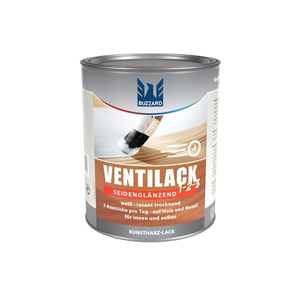 BUZZARD Ventilack 1-2-3 Kunstharzlack – Grund-, Zwischen- und Deckanstrich für Holz und Metall im Innen- und Außenbereich, schnell trocknend