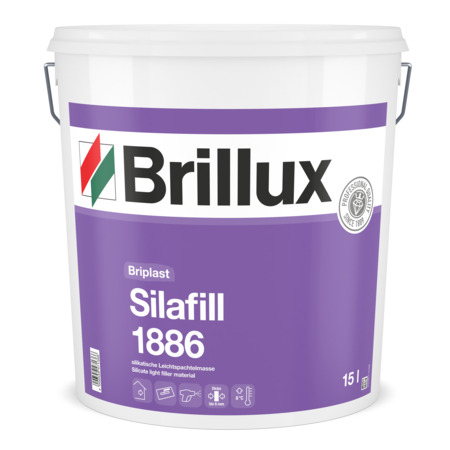 Brillux Briplast Silafill 1886 weiß 15L, silikatische Leichtspachtelmasse, hoch alkalisch, schimmelpilzwidrig, besondere Füllkraft