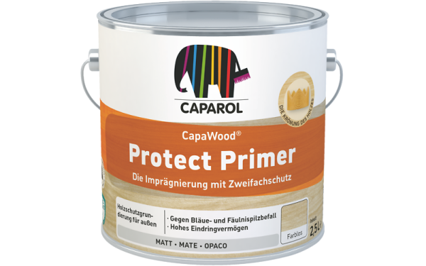 CAPAROL Capawood Protect Primer (ehemals Capalac Holz-Imprägniergrund), Zweifachschutz, gegen Bläue- und Fäulnispilzbefall, Feuchtigkeitsregulierend, Schnell trocknend