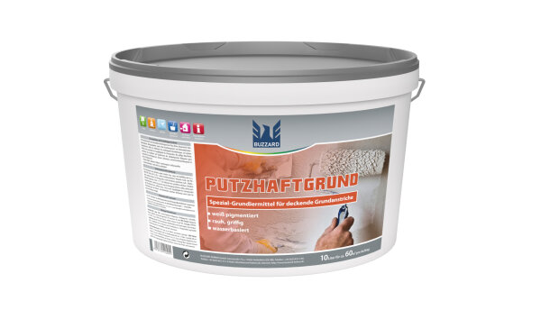 Buzzard Putzhaftgrund 14Kg , weiß pigment, rauhes Spezial-Grundiermittel für deckende Grundanstriche, diffusionsoffen
