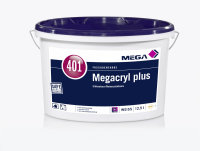 MEGA 401 Megacryl plus weiß, Moderne Dispersions-Fassadenfarbe auf Silikonharz-/Reinacrylatbasis, schlagregendicht, Algen,- Mikroorganismen-Schutz