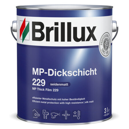 Brillux MP-Dickschicht 229 weiß 3L, effizienter Korrosionsschutz, schnell trocknend, beständig gegen Industrieklima, f. Innen und Außen, tönbar