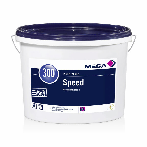 MEGA 300 Speed weiß 12,5L, max. Deckkraft 1, edles Oberflächenbild, f. ansatzfreie Beschichtungen, auch f. Lebensmittelverarb. Räume, lösemittelfrei