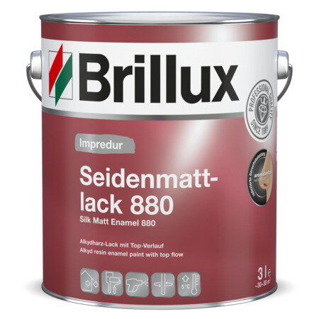 Brilllux Impredur Seidenmattlack 880 0,75 l  9900 schwarz, Holz- oder Metallflächen-Lackierung in Spitzenqualität, Innen und Außen, tönbar