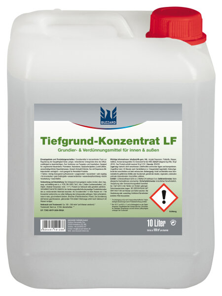 Buzzard Tiefgrund-Konzentrat LF 1L, Lösemittelfreie Acrylat-Grundierung f. Innen/Außen, zur Verfestigung und Regulierung der Saugkraft