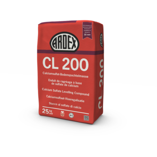 ARDEX CL 200 25KG, Calciumsulfat-Bodenspachtelmasse, 1 ,5 - 30 mm, optimale Verlaufseigenschaften, Fußbodenheizung geeignet, pumpfähig, viele Einsatzgebiete