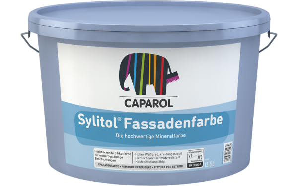 CAPAROL Sylitol Fassadenfarbe Altweiß 12,5L, Hochdeckend auf Silikatbasis, Hoch wasserdampfdurchlässig, hoher Weißgrad, quarzverstärkt für gute Haftung
