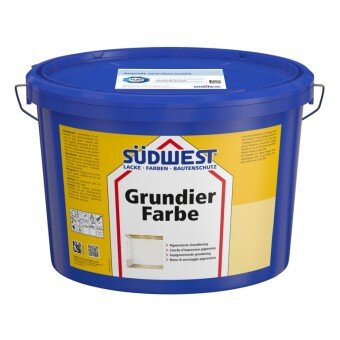 SÜDWEST GrundierFarbe weiß 12,5L, Kontaktanstrich für feste, glatte, schwach- oder nicht saugende Untergründe, Optimiert die Offenzeit, tönbar