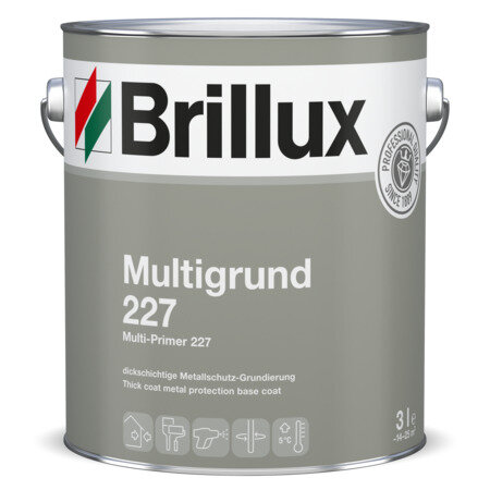 Brillux Multigrund 227 Grau 3L, ausgezeichneter Dickschicht Korrosionsschutz,- Metallschutz, exzellente Haftung auf viele Untergründe, f. Innen und Außen