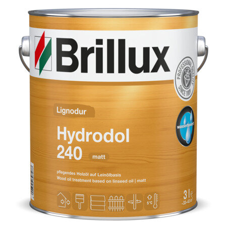 Brillux Lignodur Hydrodol 240, pflegendes Holzöl mit Abperleffekt, wasserbasiert, feuchtigkeitsregulierend, Spielzeug geeign., f. außen und innen