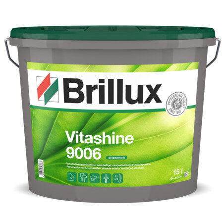 Brillux Vitashine 9006 weiß, nachhaltige Dispersions-Innenfarbe, Allergiker geeignet, sehr gut reinigungsfähig, ELF, wasserdampfdiffusionsfähig, tönbar