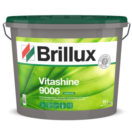 Brillux Vitashine 9006 weiß 15L, Dispersions-Innenfarbe, Allergiker geeignet, nachhaltig, sehr gut reinigungsfähig, ELF, wasserdampfdiffusionsfähig, tönbar