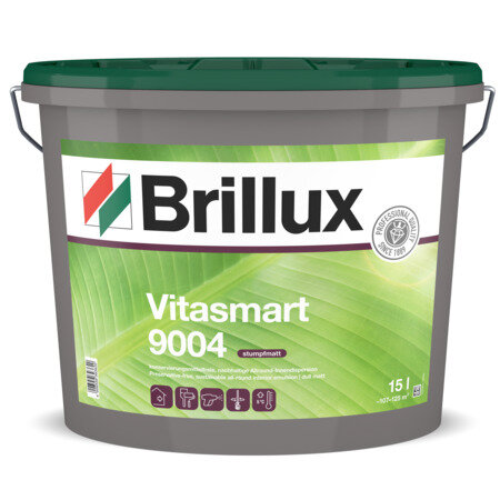 Brillux Vitasmart 9004 weiß, Allround Dispersions-Innenfarbe, Allergiker geeignet, hoch diffusionsfähig, lange Offenzeit, sehr guter Verlauf, Konservierungsmittelfrei ELF