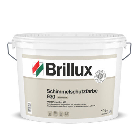 Brillux Schimmelschutzfarbe 930 weiß 2,5L, hochwertige Spezial-Dispersionsfarbe f. pilzgefährdeter und pilzbefallener Flächen wasserdampfdiffusionsfähig, hochdeckend