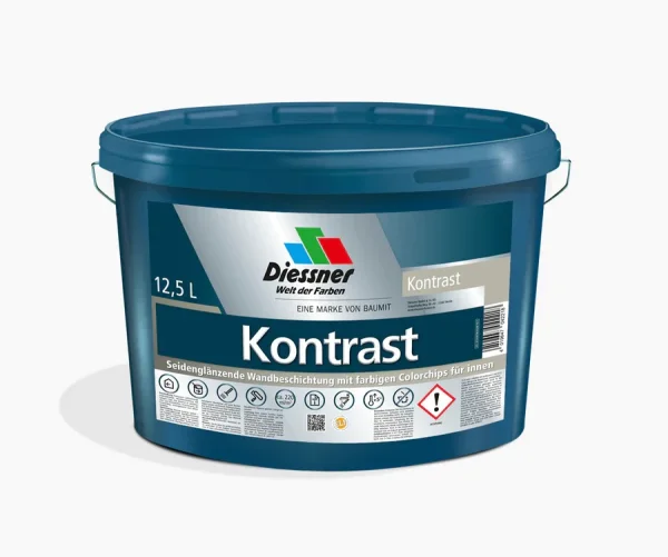 Diessner Kontrast 12,5l Verarbeitungsfertige, seidenglänzende Wandbeschichtung auf Reinacrylatbasis mit farbigen Colorchips