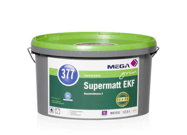 MEGAgrün 377 Supermatt EKF 12,5L, Hochdeckend, Allergikergeeignet, streiflichtunempfindlich, Konservierungsmittel-, weichmacher- und lösemittelfreie