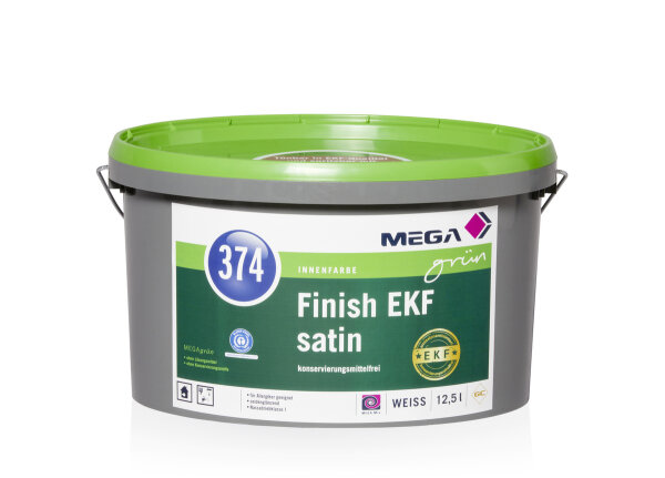 MEGAgrün 374 Finish EKF satin 12,5L weiß, für hervorragende strukturerhaltende Anstrichergebnisse, Konservierungsmittelfrei, wasserdampfdurchlässig