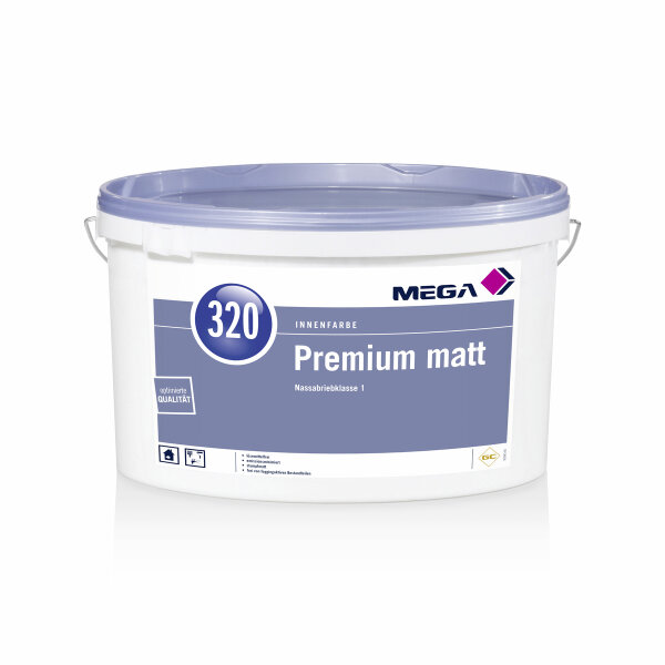 MEGA 320 Premium Matt 12,5L weiß, doppeldeckende hoch diffusionsfähig Innenfarbe, Lösemittel-, weichmacherfrei, für höchste Ansprüche