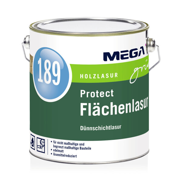 MEGAgrün 189 Protect Flächenlasur 2,5L, Hybrid-Dünnschichtlasur, edelmatte Oberfläche, Gute Feuchtigkeitsregulierung, Hoher UV-Schutz