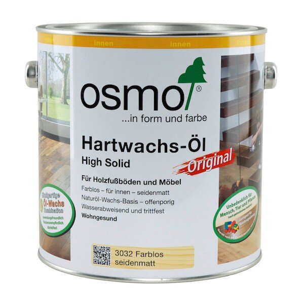Osmo Hartwachs-Öl Original High Solid, 2,5L Für Holzfußböden und Möbel für innen, Naturöl-Wachs-Basis