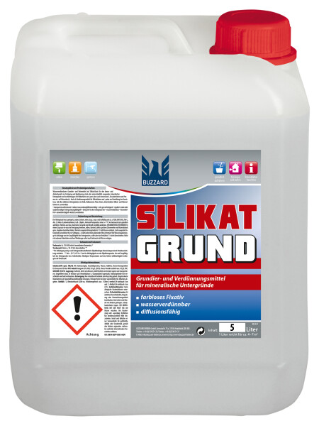 Buzzard Silikat-Grund LF (Fixativ) 5L · Konzentrat Wasserverdünnbares Grundier-, Fixier- und Verdünnungsmittel auf Silikat-Basis für innen und außen