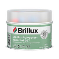 Brillux 2K-Uni-Polyesterspachtel 667, 0,25KG Füllen von lokalen Schadstellen, z. B. auf Stahl, Aluminium, GFK und auf verzinkten Bauteilen, als Grob-, Füll- und Feinspachtel