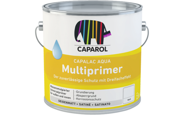 CAPAROL Capalac Aqua Multiprimer 0,75L RAL 7001 Silbergrau, Grundierung mit Dreifacheffekt-Schutz: Absperrgrund, Korrosionsschutz, Haftgrund f. Holz, Zink, Kupfer, Hart-PVC, Stahl uvm 0,75L 7001 Silbergrau