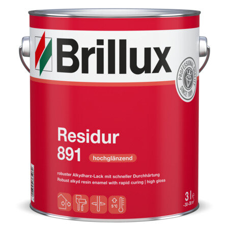 Brillux Residur 891, Kunstharzlack 0,75L 9900 schwarz f. Metallbauteile, hervorragender Oberflächenhärte, hochglänzend, widerstandsfähige, schnell trocknend