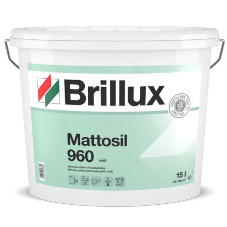 Brillux Mattosil Fassadenfarbe 960 weiß 15L, Siliconverstärkte Dispersions-Fassadenfarbe, Hoch wetterbeständig, Wasser abweisend, wasserdampfdiffusionsfähig