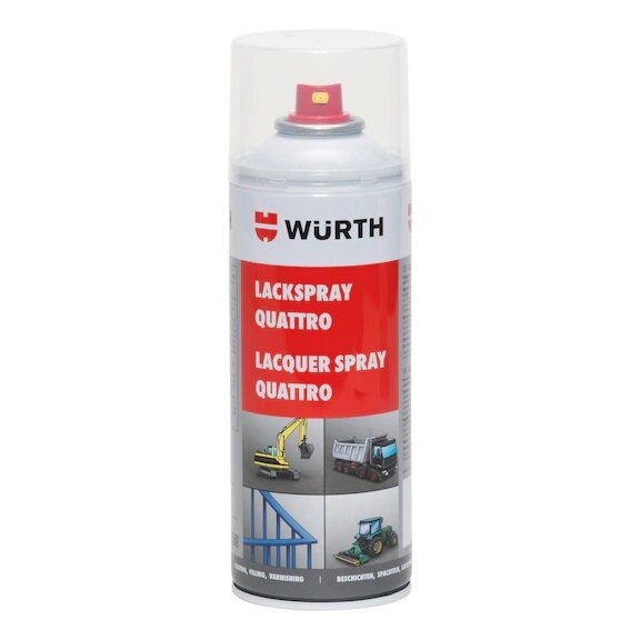 Würth Lackspray Quattro 400ml, Dickschichtlackspray, Hohe Stoß- und Schlagfestigkeit, Korrosionsschutz, 100% Witterungs- und UV-Beständigkeit