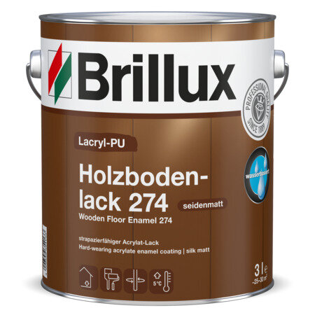 Brillux Lacryl-PU Holzbodenlack 274 weiß 0,75L, Hochwertig und widerstandsfähig, schnell trocknend, beständig gegen milde Haushaltsreiniger, wasserbasiert