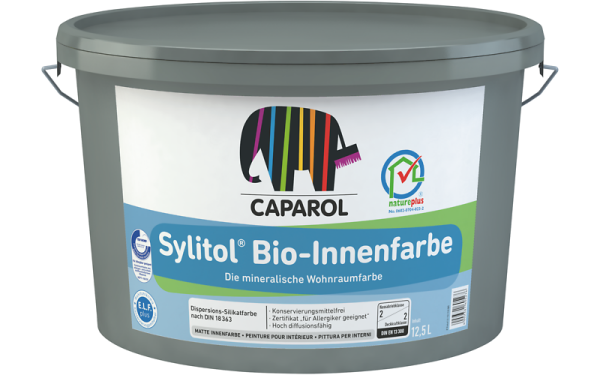 CAPAROL Sylitol Bio Innenfarbe Wunschfarbton 5L, Hochwertige, hochdiffusionsfähige Innefarbe Silikatbasis, Allergiker geeignet, umweltschonend