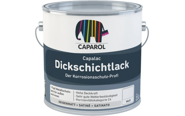 CAPAROL Capalac Dickschichtlack Wunschfarbton 0,75L, Korrosionsschutz-Profi Korrosivitätskategorie C4, 3in1 Topf, Hohe Deckkraft