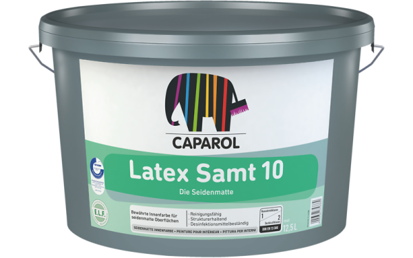 CAPAROL Latex Samt 10 Wunschfarbton 5L, Seidenmatte Latexfarbe, hochreinigungsfähig, wasserverdünnbar, umweltschonend