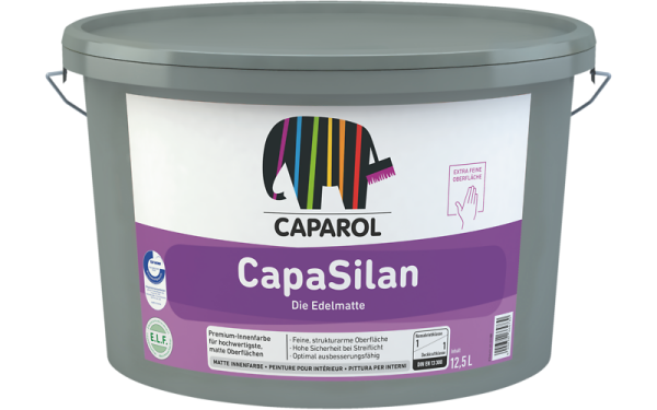 CAPAROL CapaSilan Wunschfarbton 12,5L, Edelmatte Innenfarbe auf Siliconharzbasis mit langer Offenzeit, bestens bei Streiflichteinfall, maximale Deckkraft1