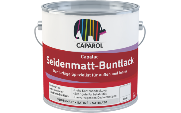 CAPAROL Capalac Seidenmatt-Buntlack Wunschfarbton 2,5L, Hohe Schlag- und Stoßfestigkeit, Hervorragendes Deckvermögen, für Holz, Metall u. Hart-PVC