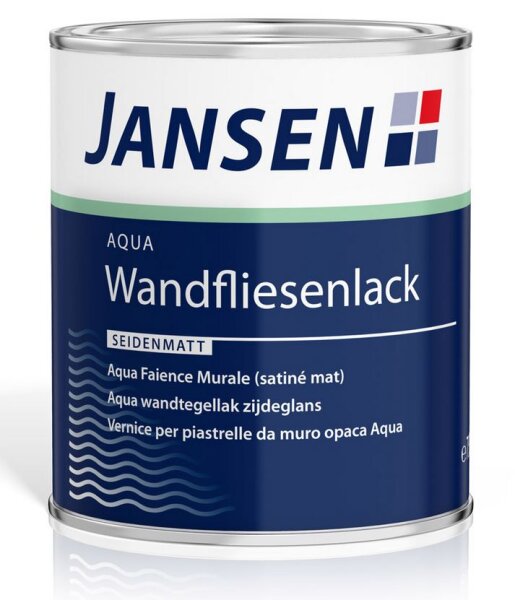 Jansen Aqua Wandfliesenlack 750ml Weiß Seidenmatt,Eintopf-System für den Neu- und Renovierungsanstrich auf keramischen Untergründen