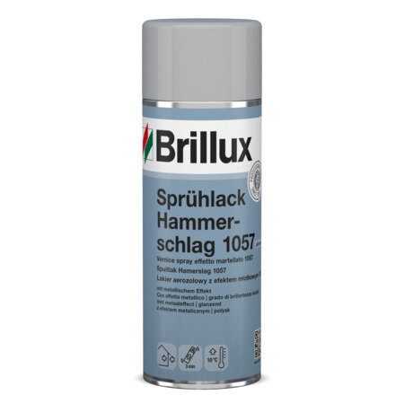 Brillux Sprühlack Hammerschlag 1057 Silber, metallisch glänzend mit Hammerschlag-Effekt, für Holz, Metall, Pappe, Stein usw., Innen und Außen